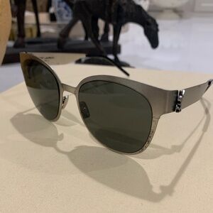 Saint Lauren Rustic Silver 54mm Oval Sunglasses